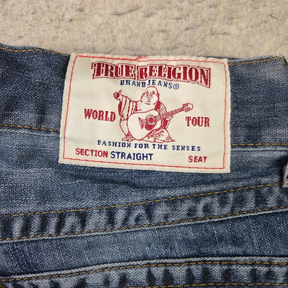 True Religion World Tour Mens Straight Flap Pockets Jeans Size 34x34 Denim